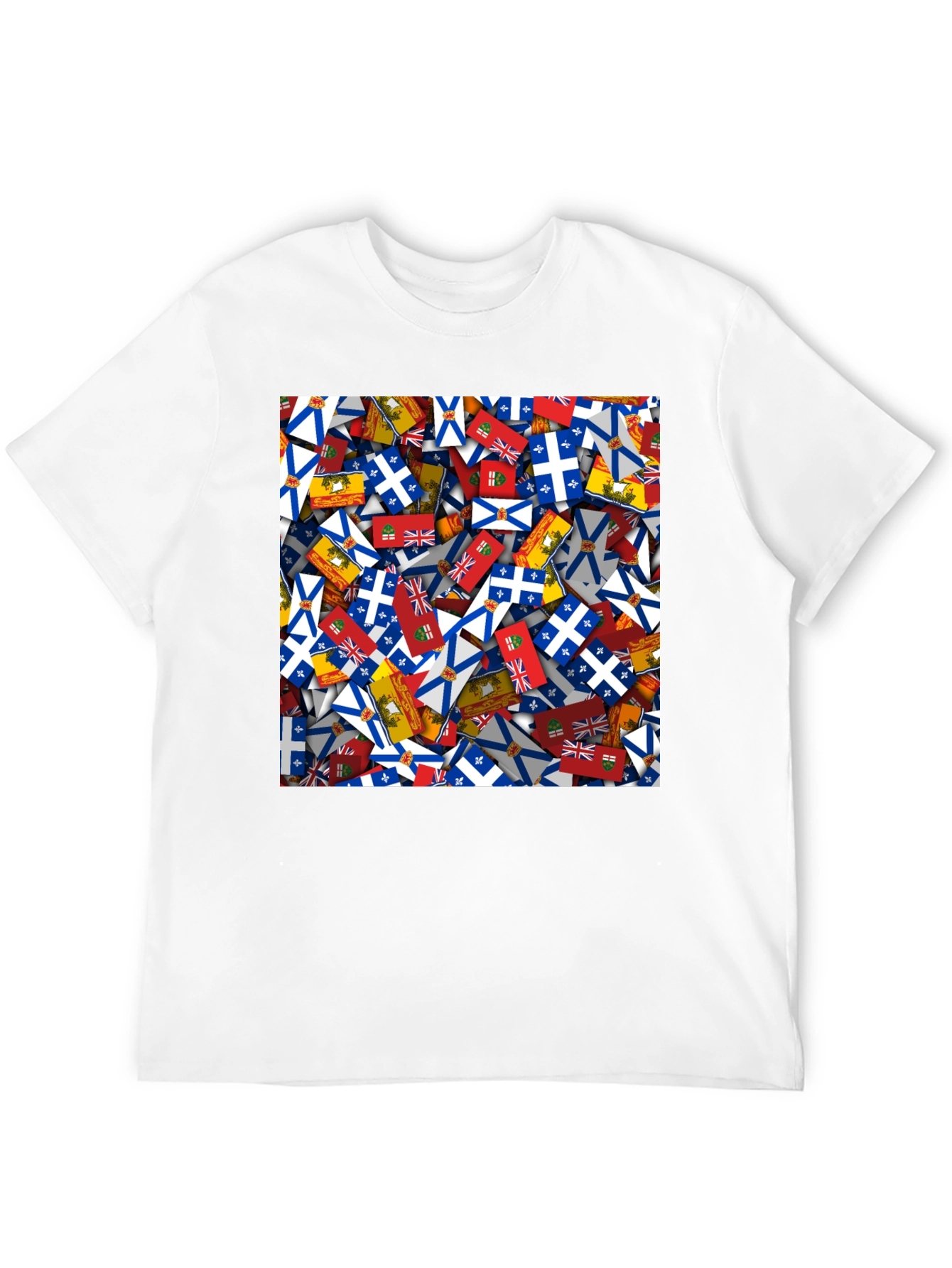 Novelty Canadian Provincial Flag Pattern Black T-Shirt