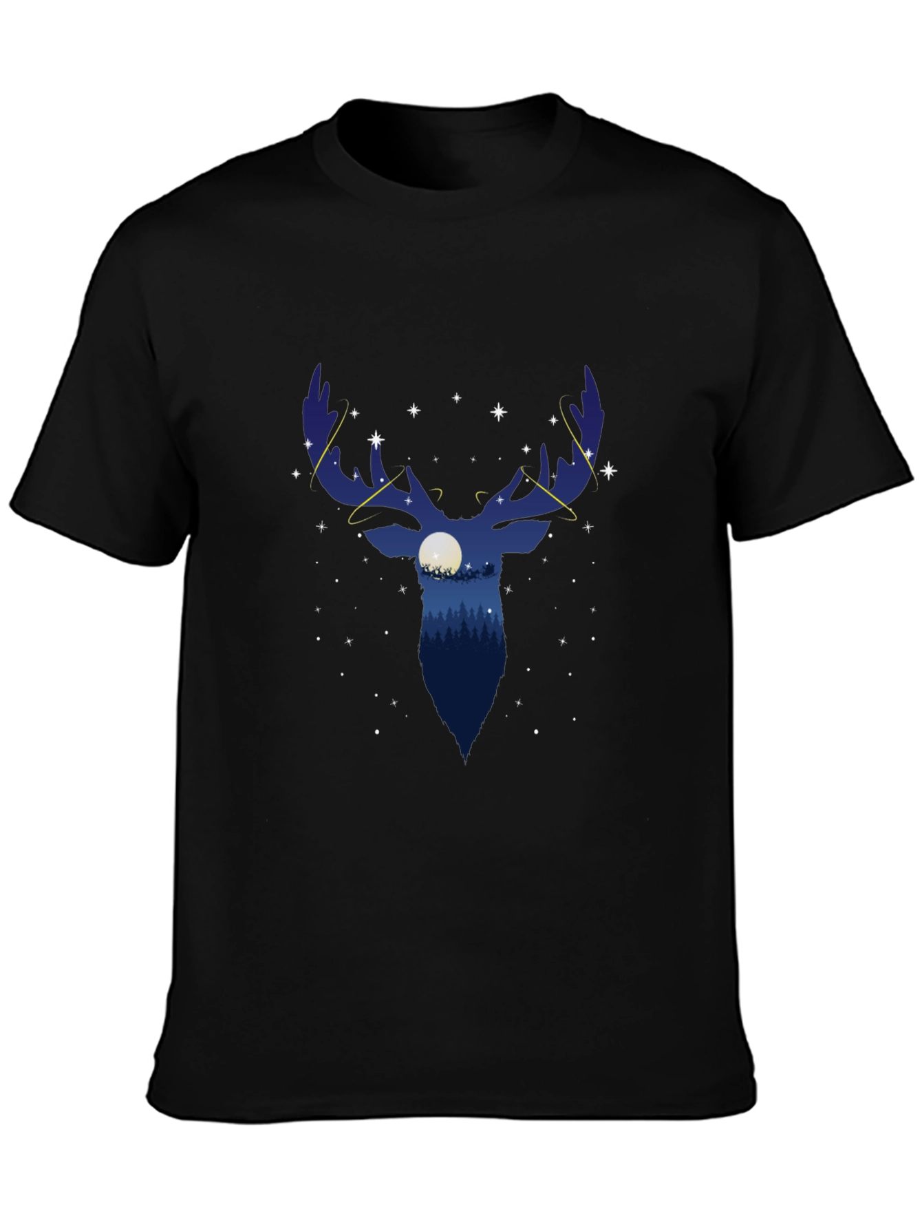 Midnight Stag Graphic Tee - Nature Inspired Black T-Shirt