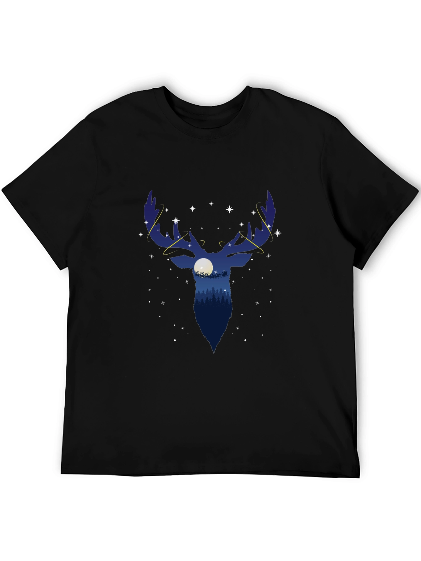 Midnight Stag Graphic Tee - Nature Inspired Black T-Shirt