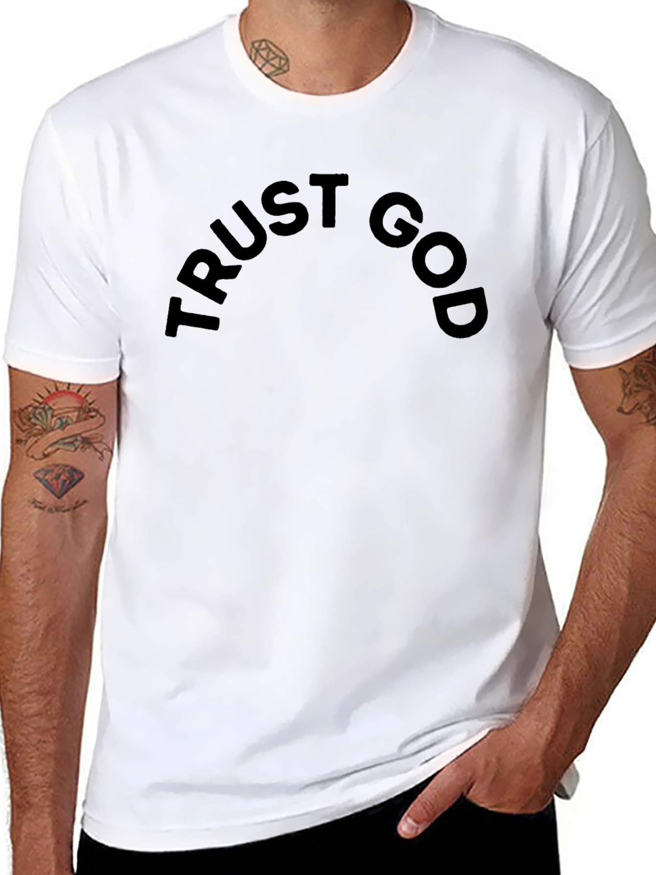 Trust God Black T-Shirt - Stylish Faith Apparel