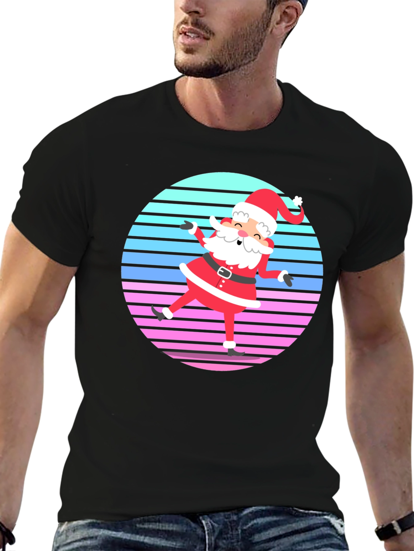 Retro Santa Graphic Tee - Holiday Cheer!