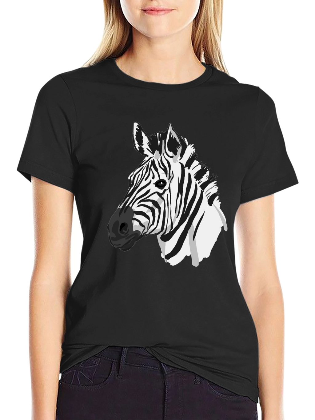 Zebra Graphic Tee - Black Casual T-Shirt