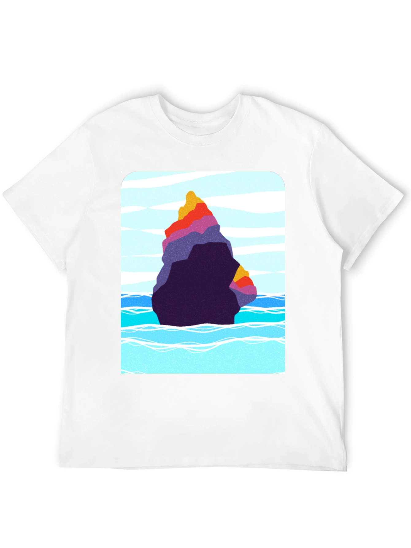 Abstract Rock Graphic Tee - Black Cotton Blend