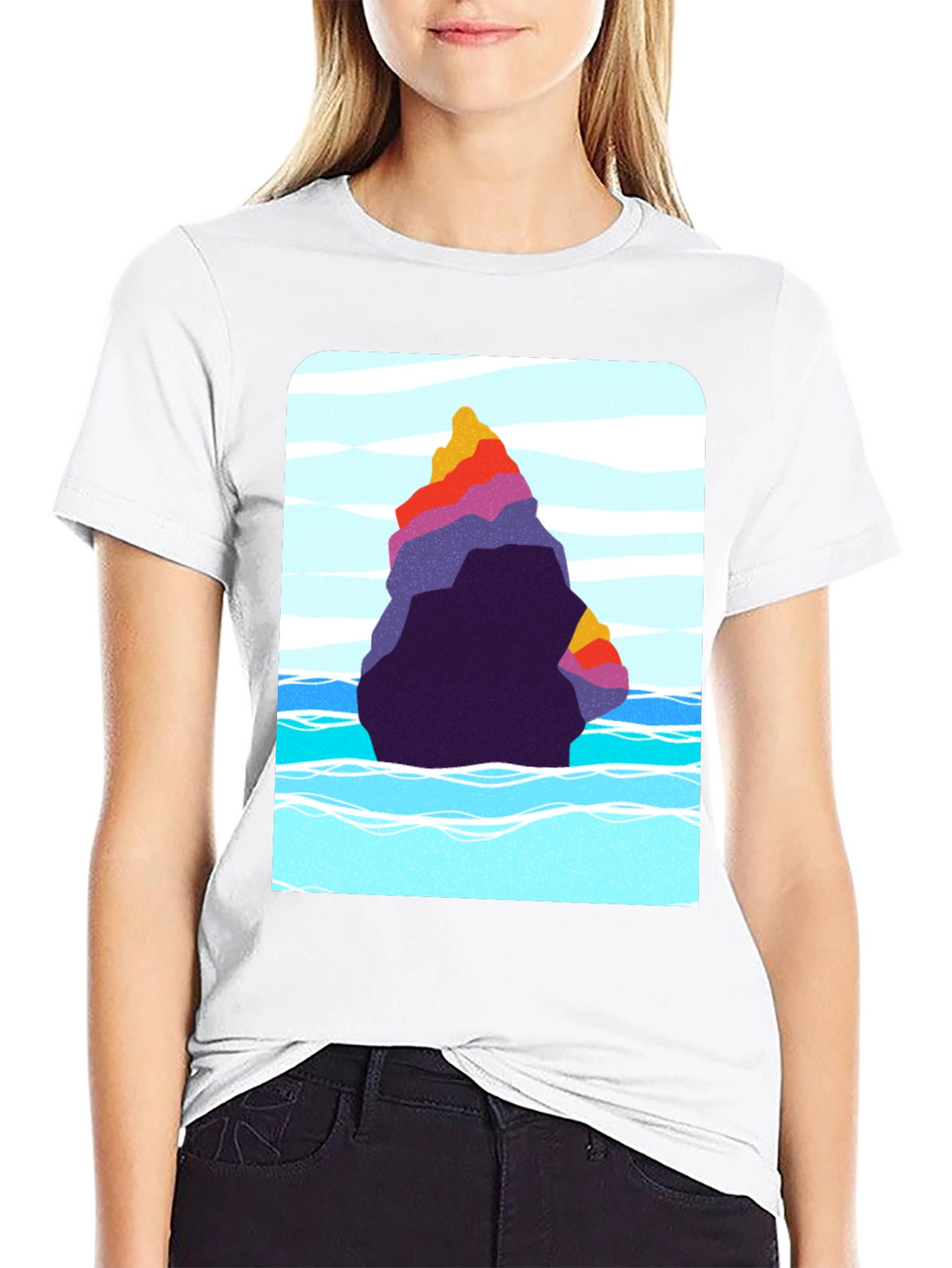 Abstract Rock Graphic Tee - Black Cotton Blend