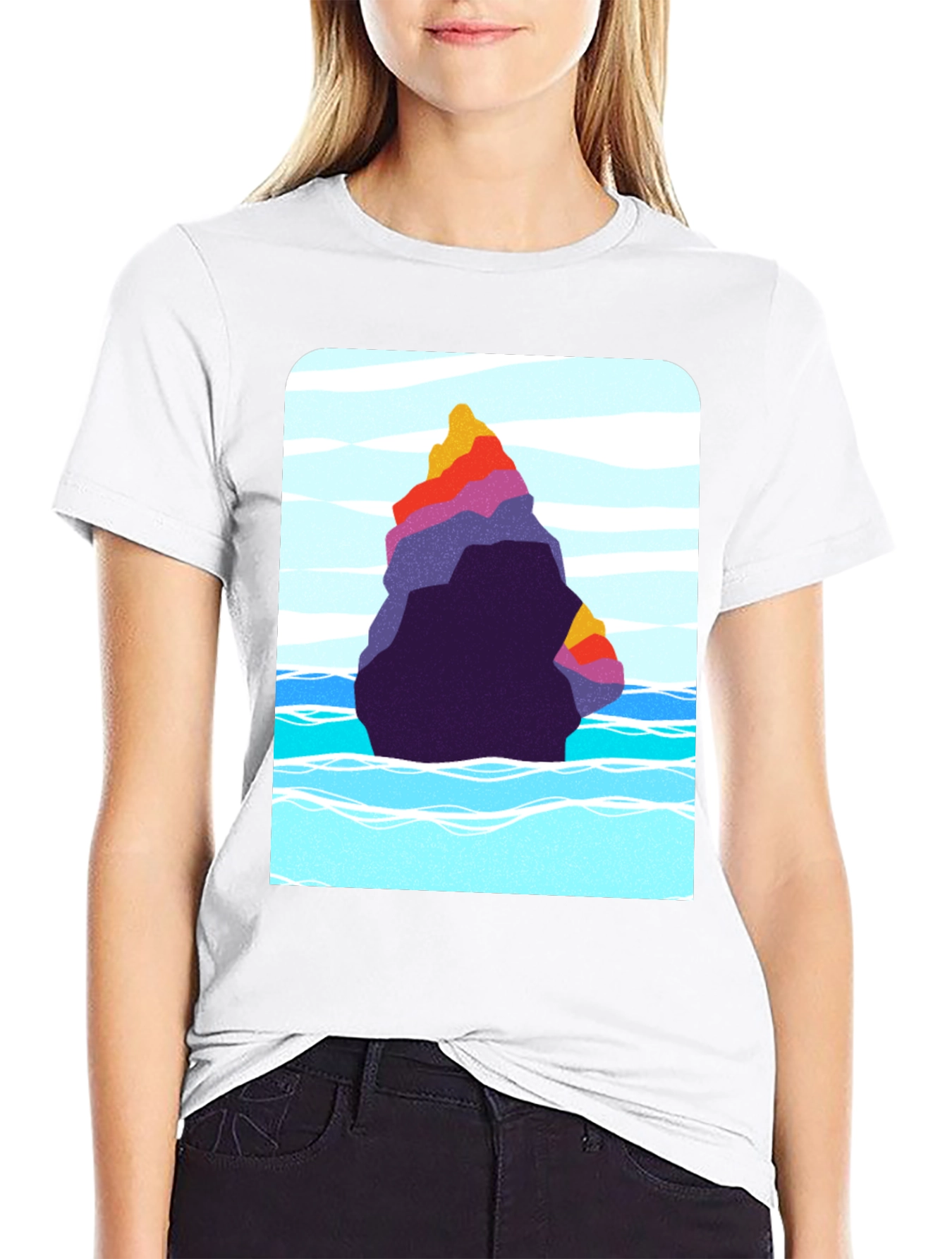 Abstract Rock Graphic Tee - Black Cotton Blend