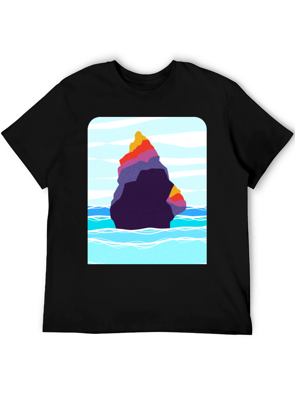 Abstract Rock Graphic Tee - Black Cotton Blend