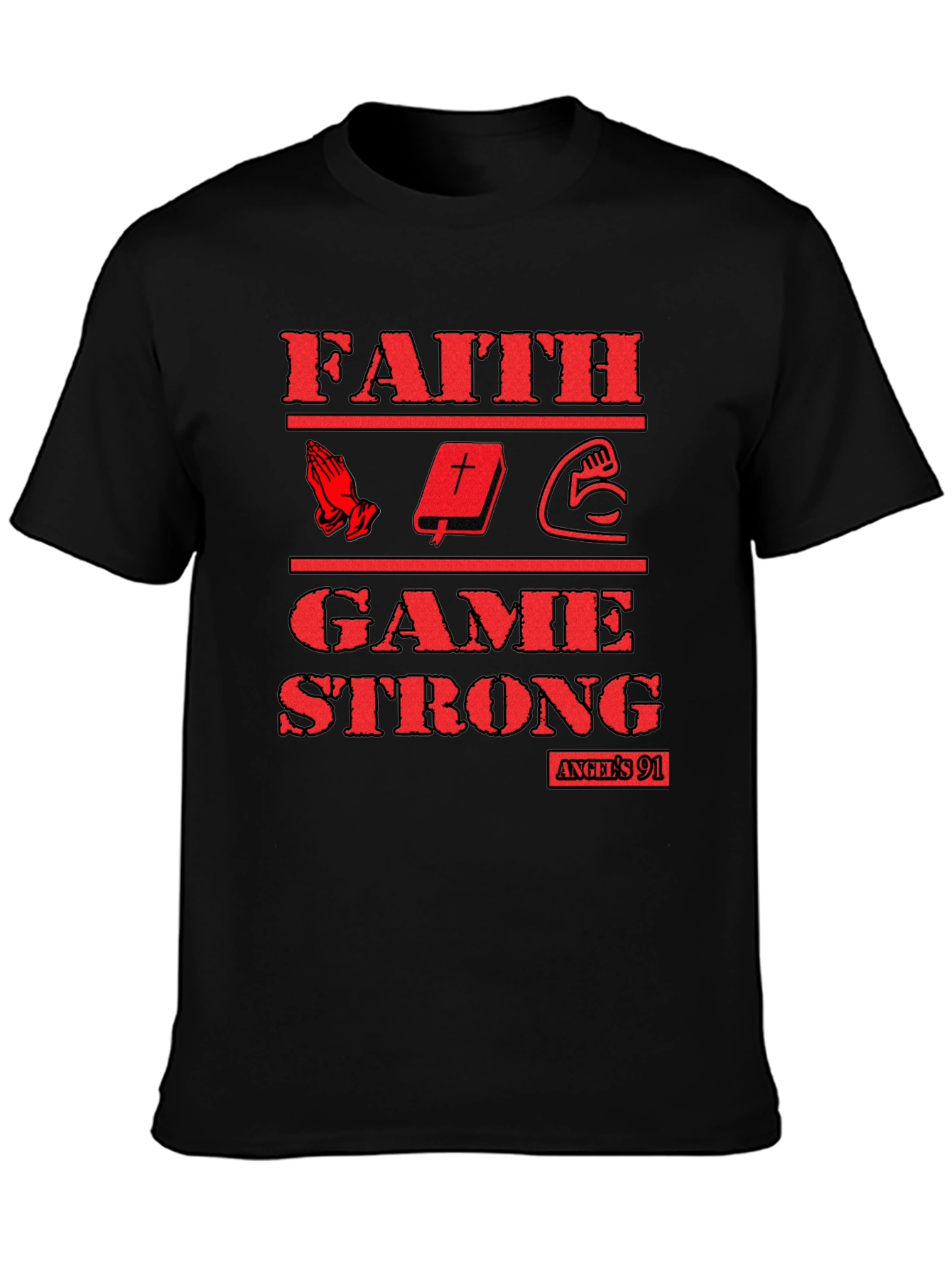 Faith Game Strong Graphic T-Shirt - Black