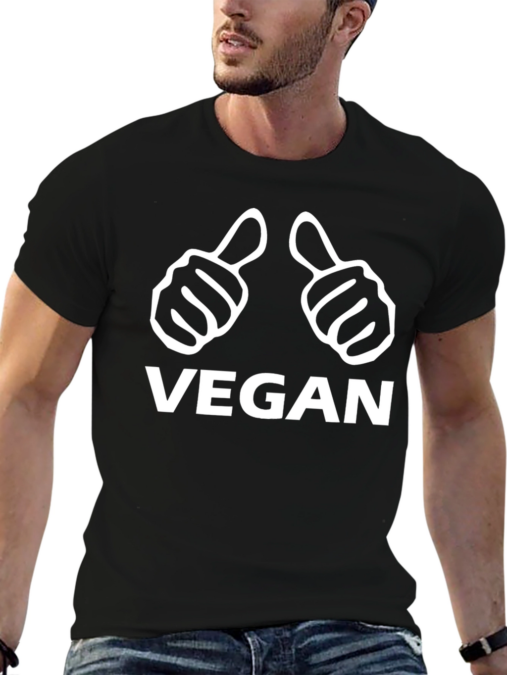 Vegan Thumbs Up Black T-Shirt - Ethical Fashion