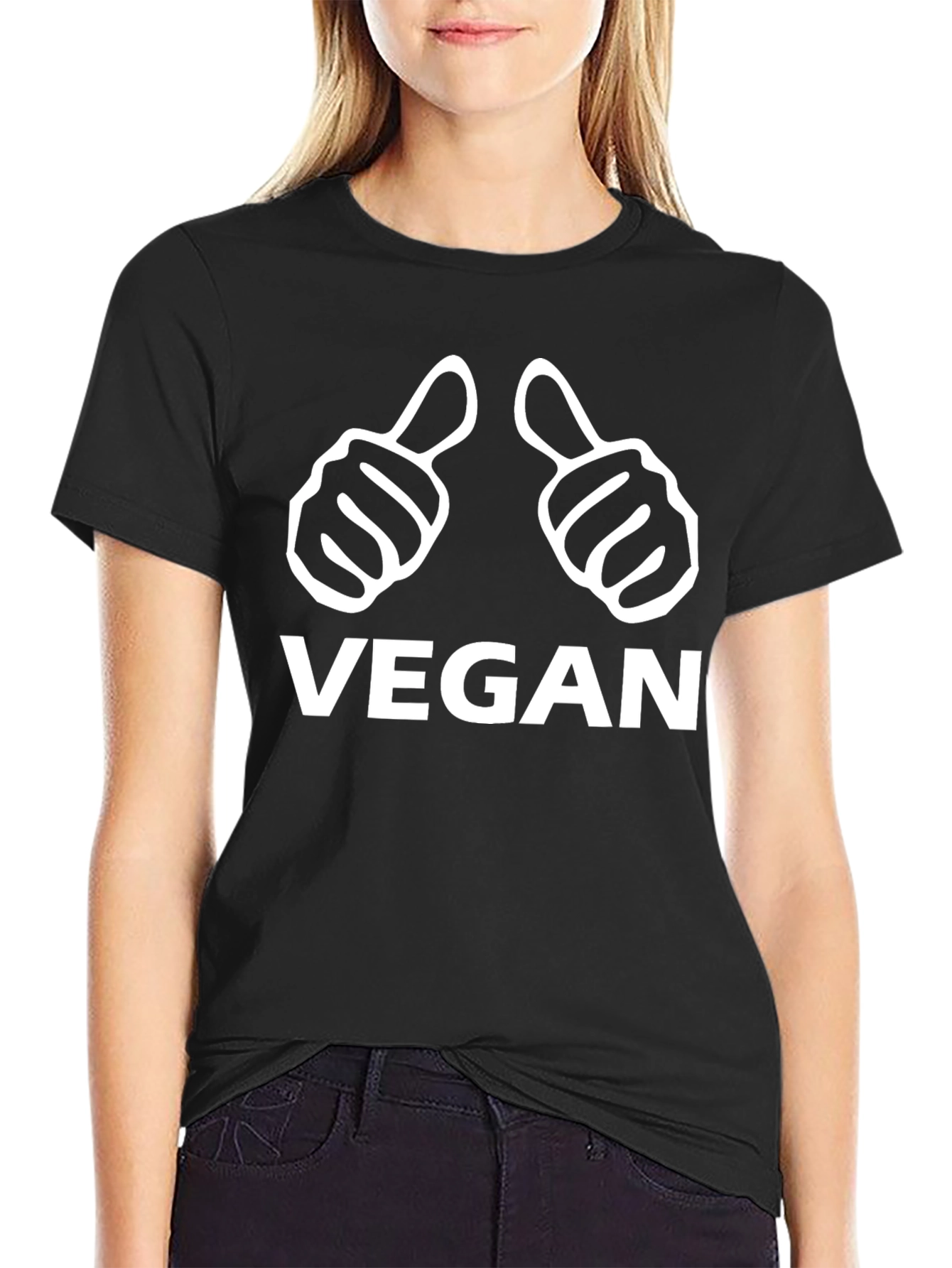 Vegan Thumbs Up Black T-Shirt - Ethical Fashion
