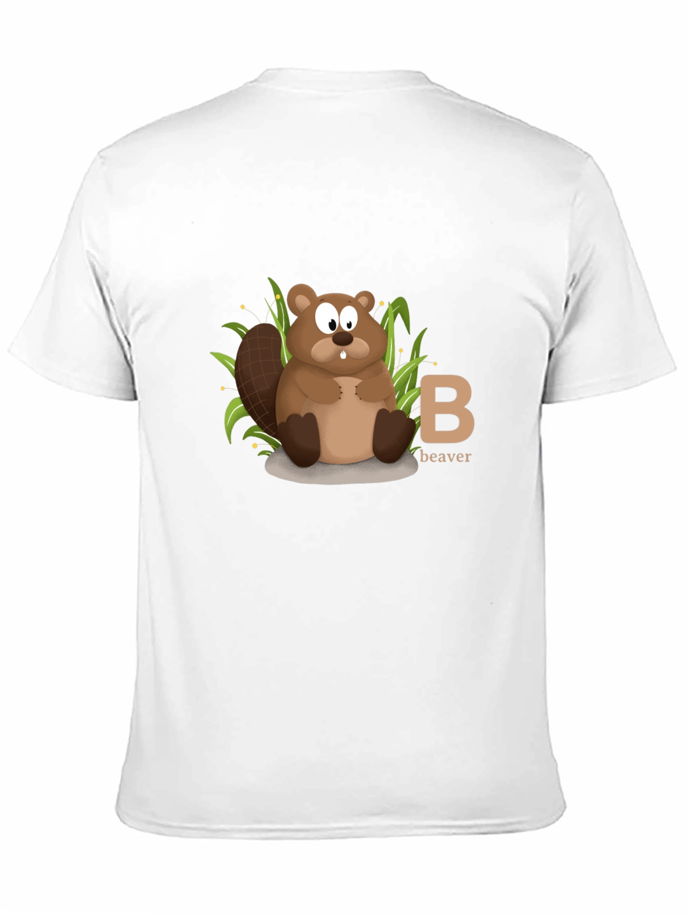 Beaver Cartoon Animal Alphabet Black T-shirt