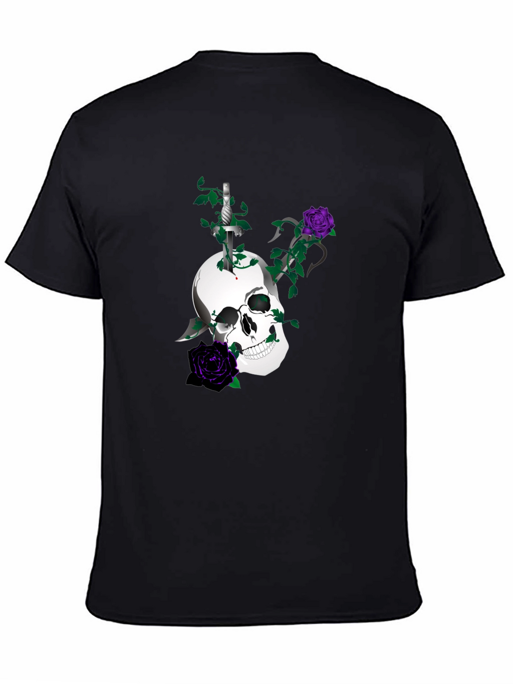Skull & Roses Graphic Tee - Mens Black T-Shirt