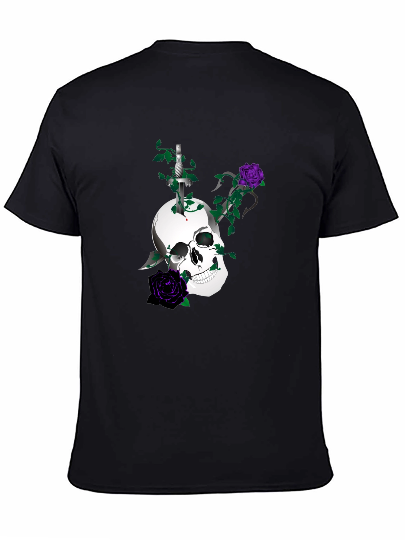 Skull & Roses Graphic Tee - Mens Black T-Shirt