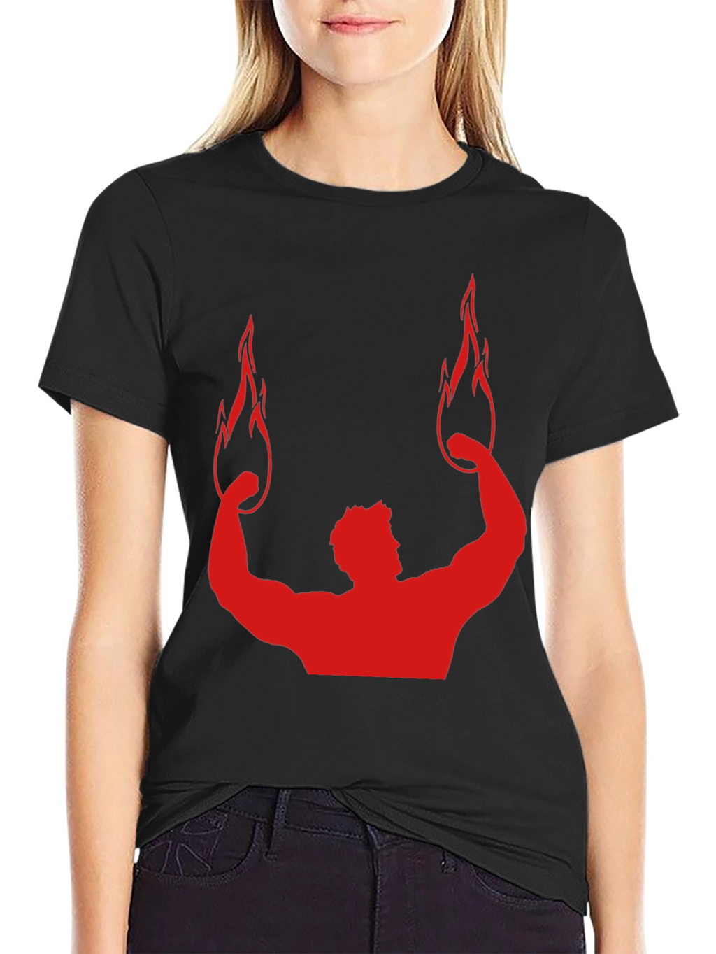 Red Flame Bodybuilding Graphic Black Tee