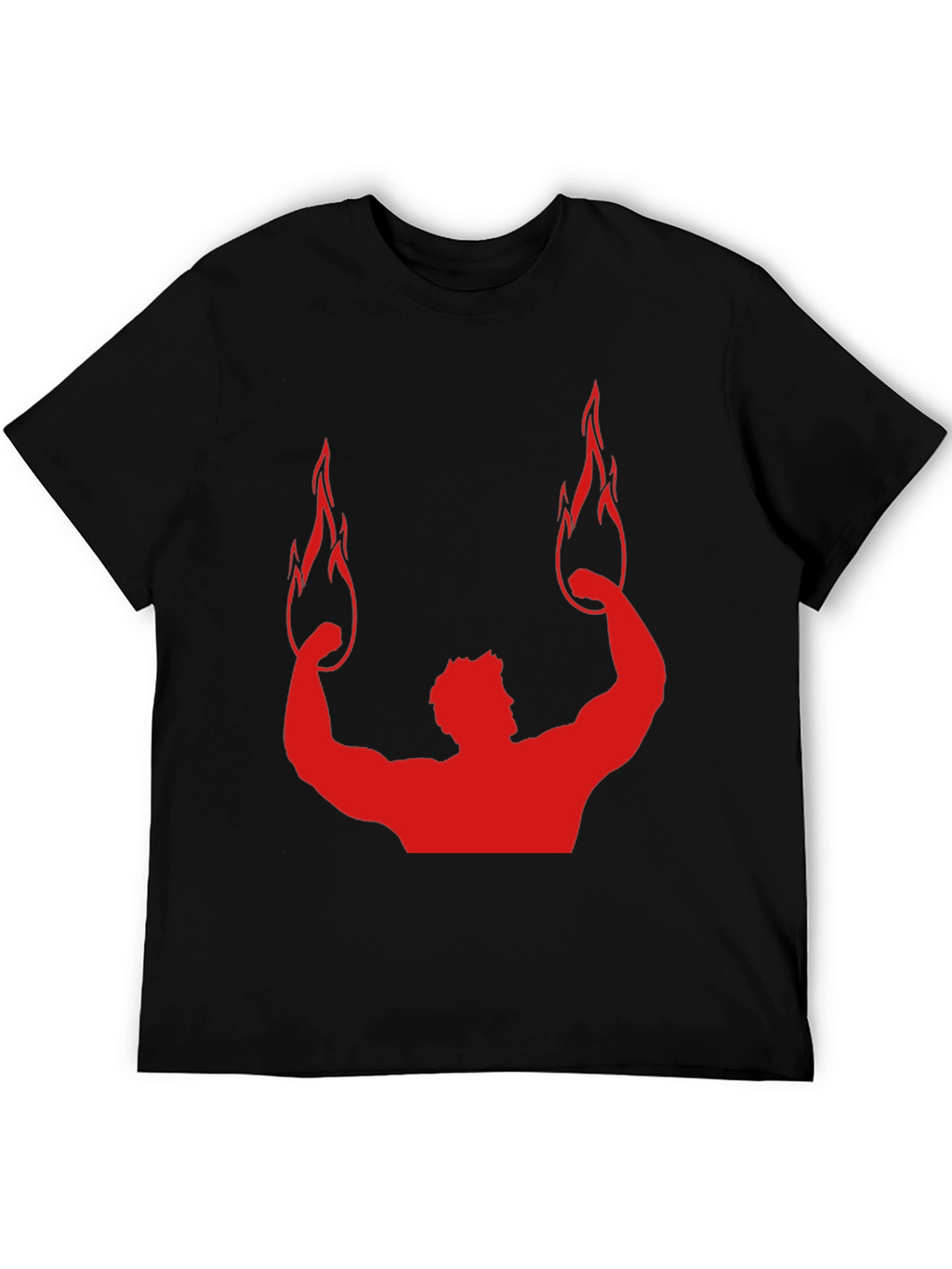 Red Flame Bodybuilding Graphic Black Tee