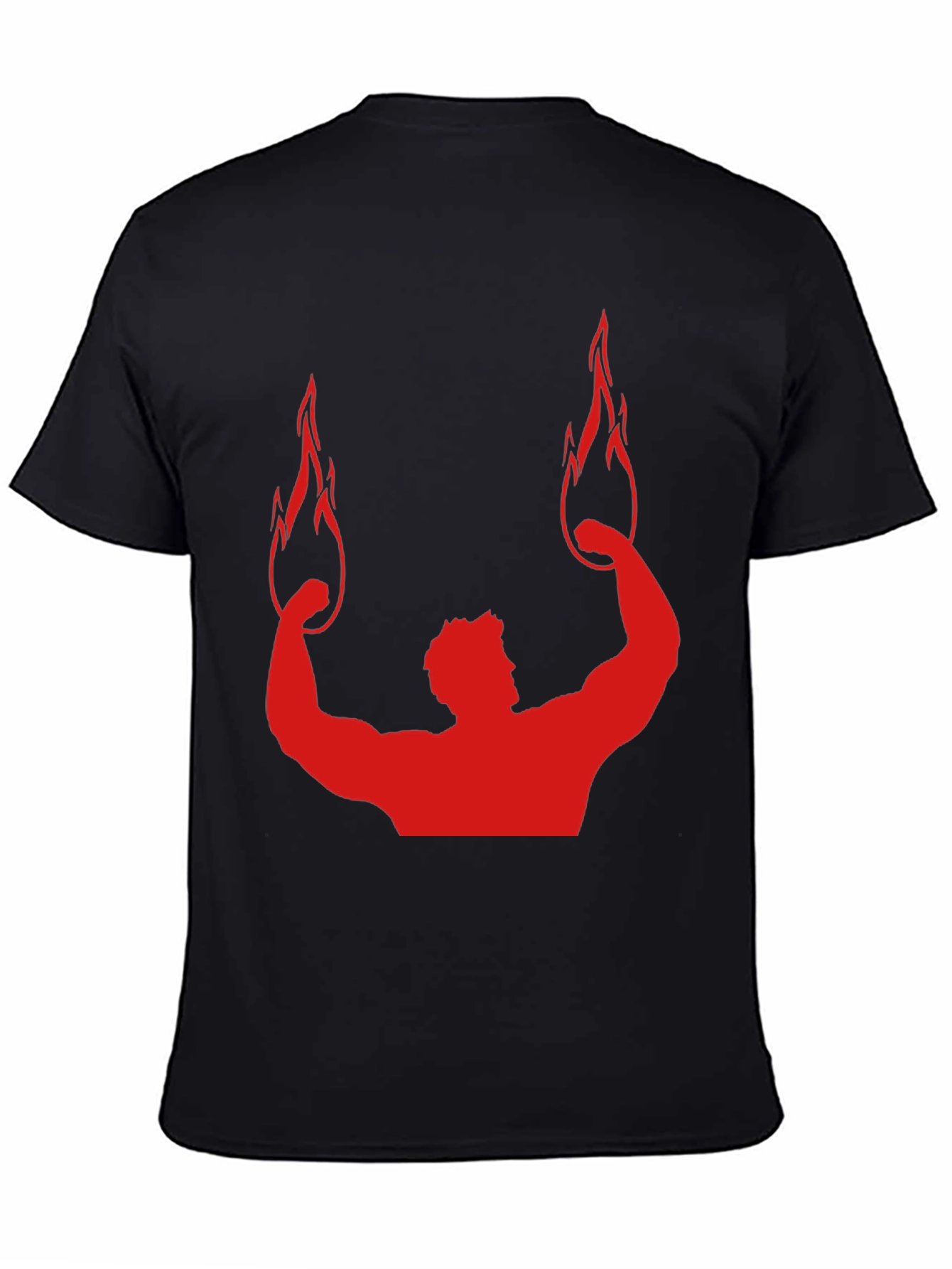 Red Flame Bodybuilding Graphic Black Tee