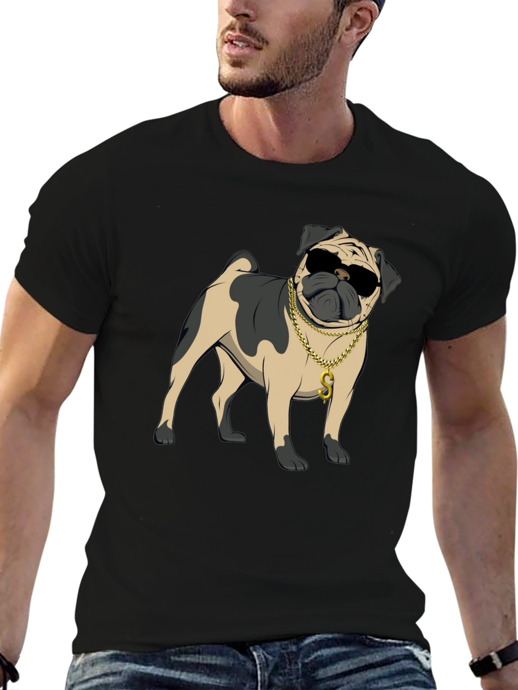 Cool Pug Black T-Shirt