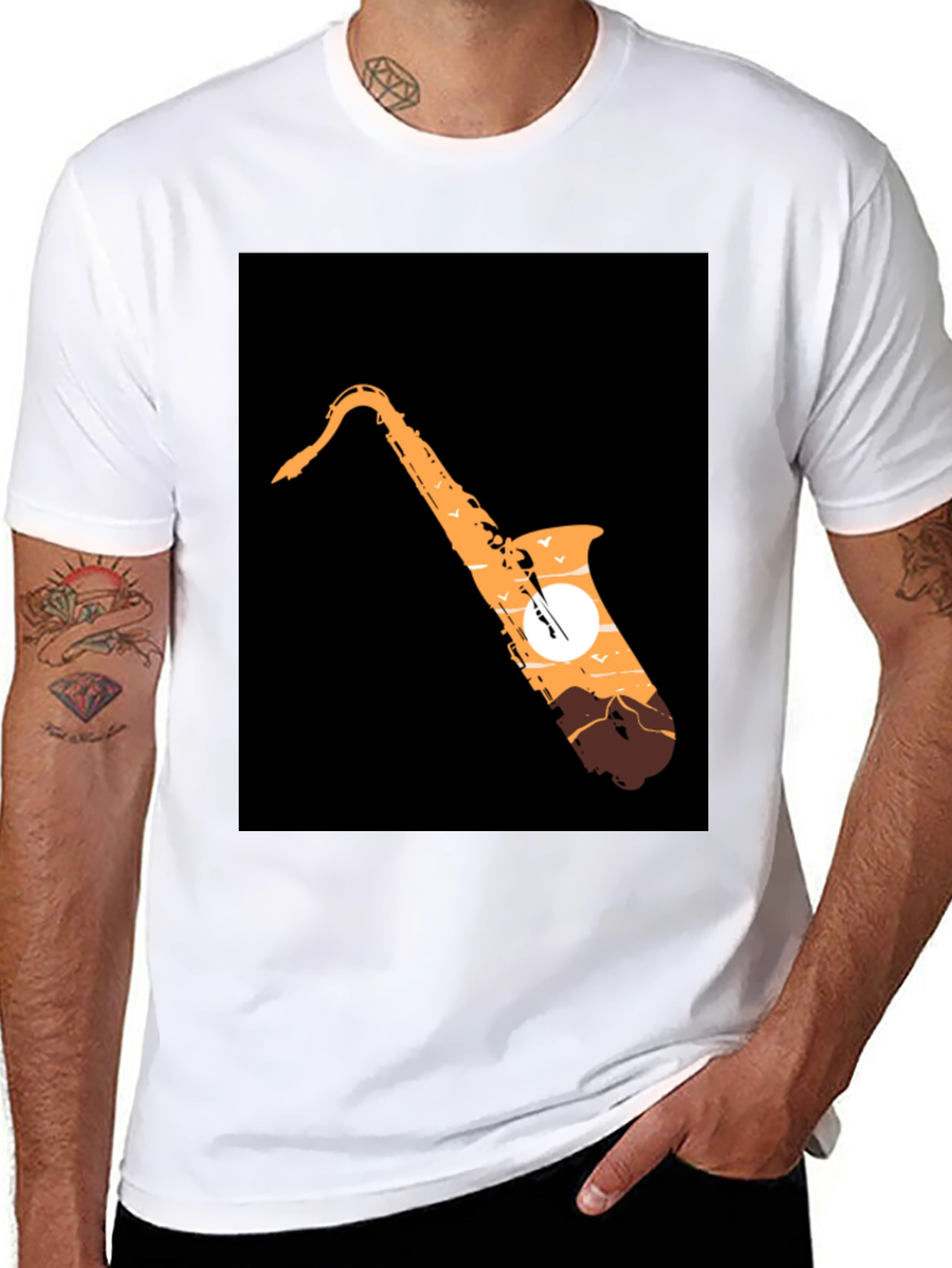 Saxophone Sunset Graphic Tee - Cool Musician T-Shirt