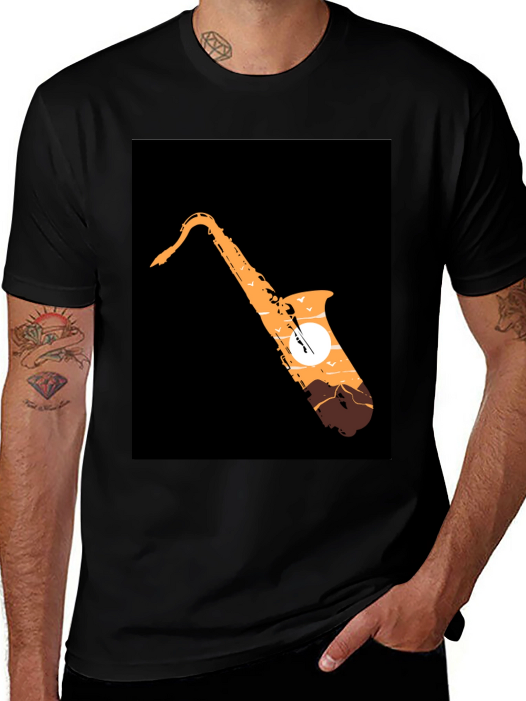 Saxophone Sunset Graphic Tee - Cool Musician T-Shirt