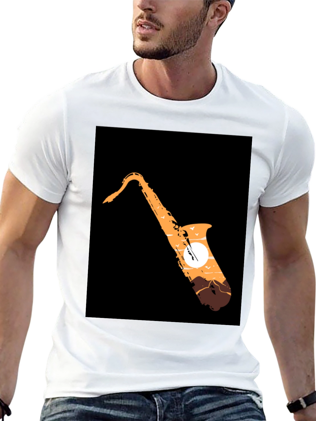 Saxophone Sunset Graphic Tee - Cool Musician T-Shirt