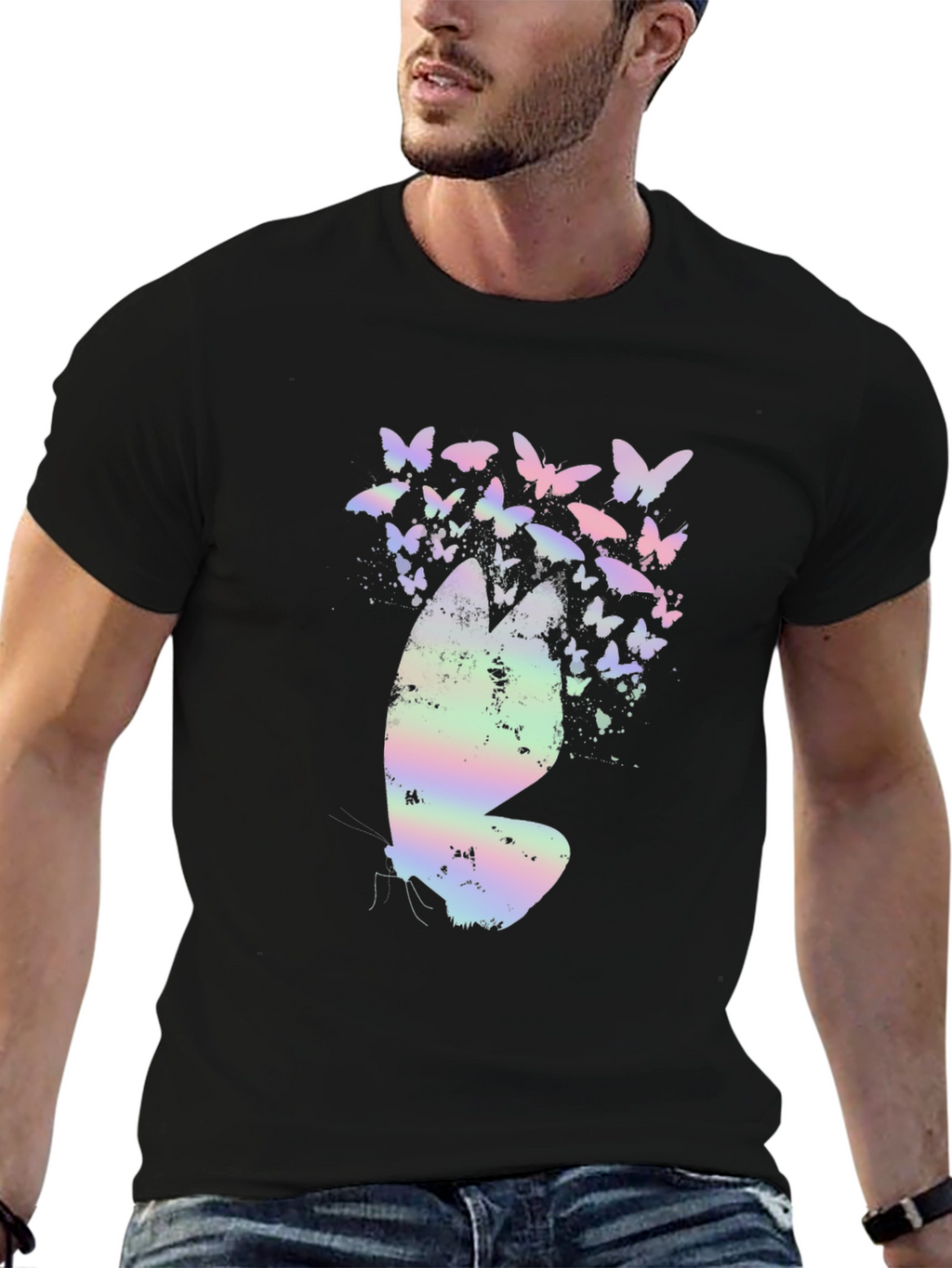 Butterfly Graphic T-Shirt - Black Cotton Tee