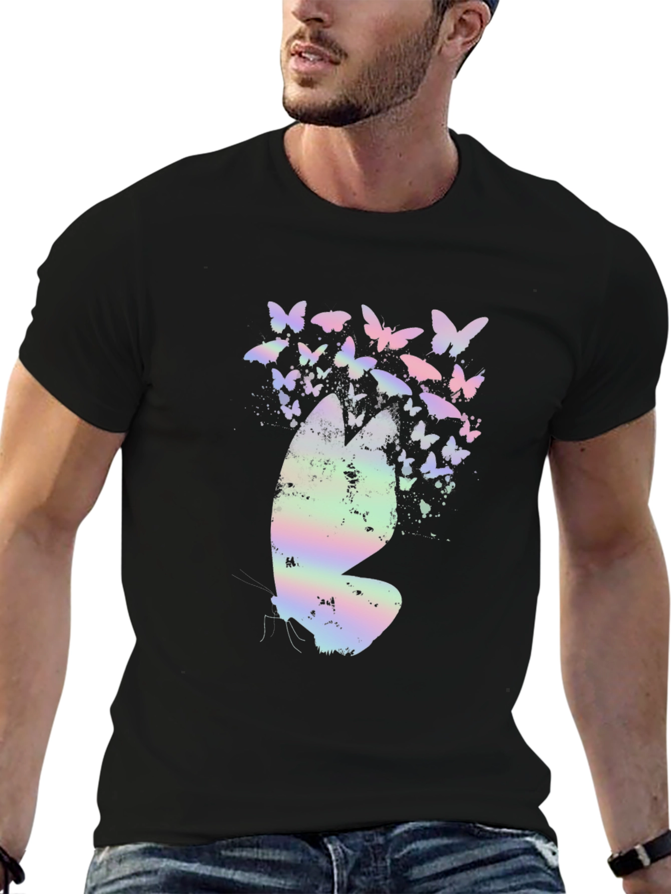 Butterfly Graphic T-Shirt - Black Cotton Tee