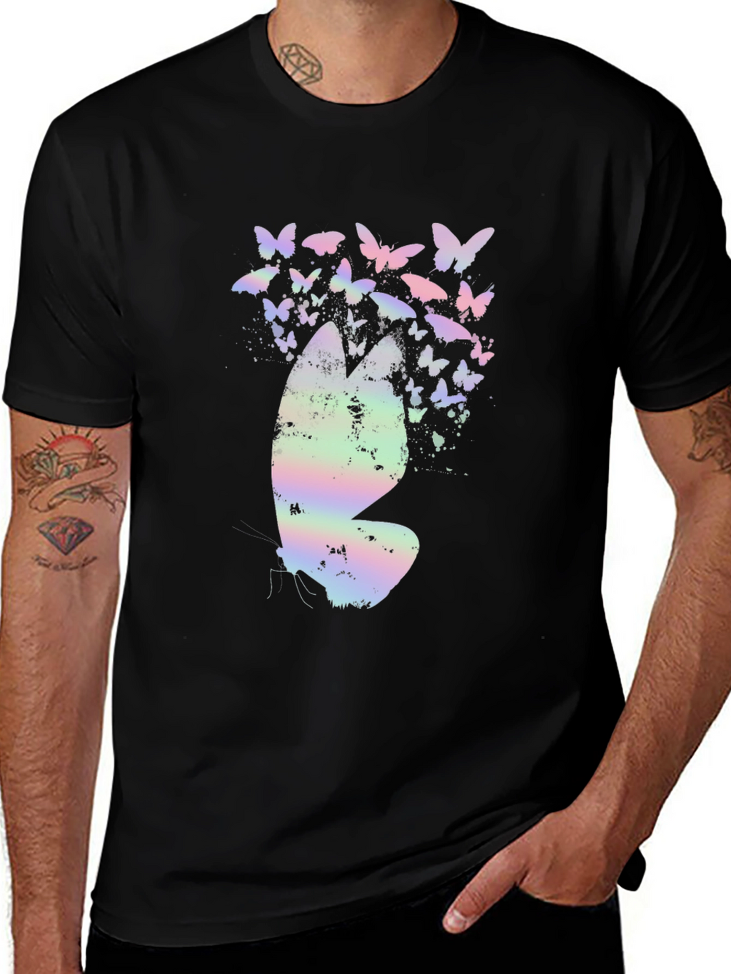 Butterfly Graphic T-Shirt - Black Cotton Tee