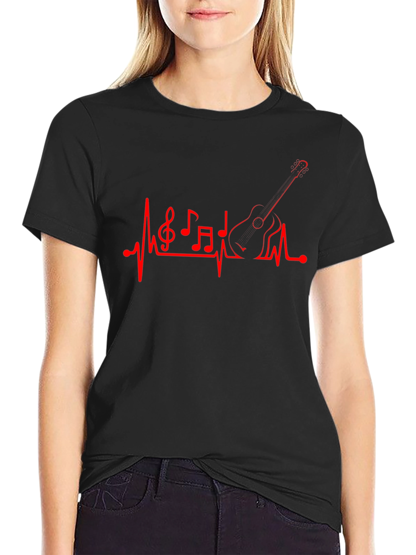 Musical Heartbeat Guitar Graphic T-Shirt