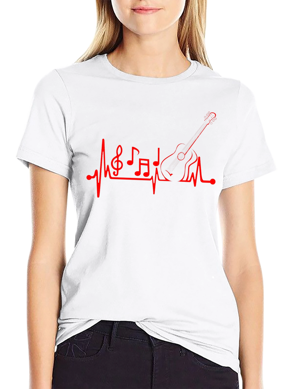 Musical Heartbeat Guitar Graphic T-Shirt