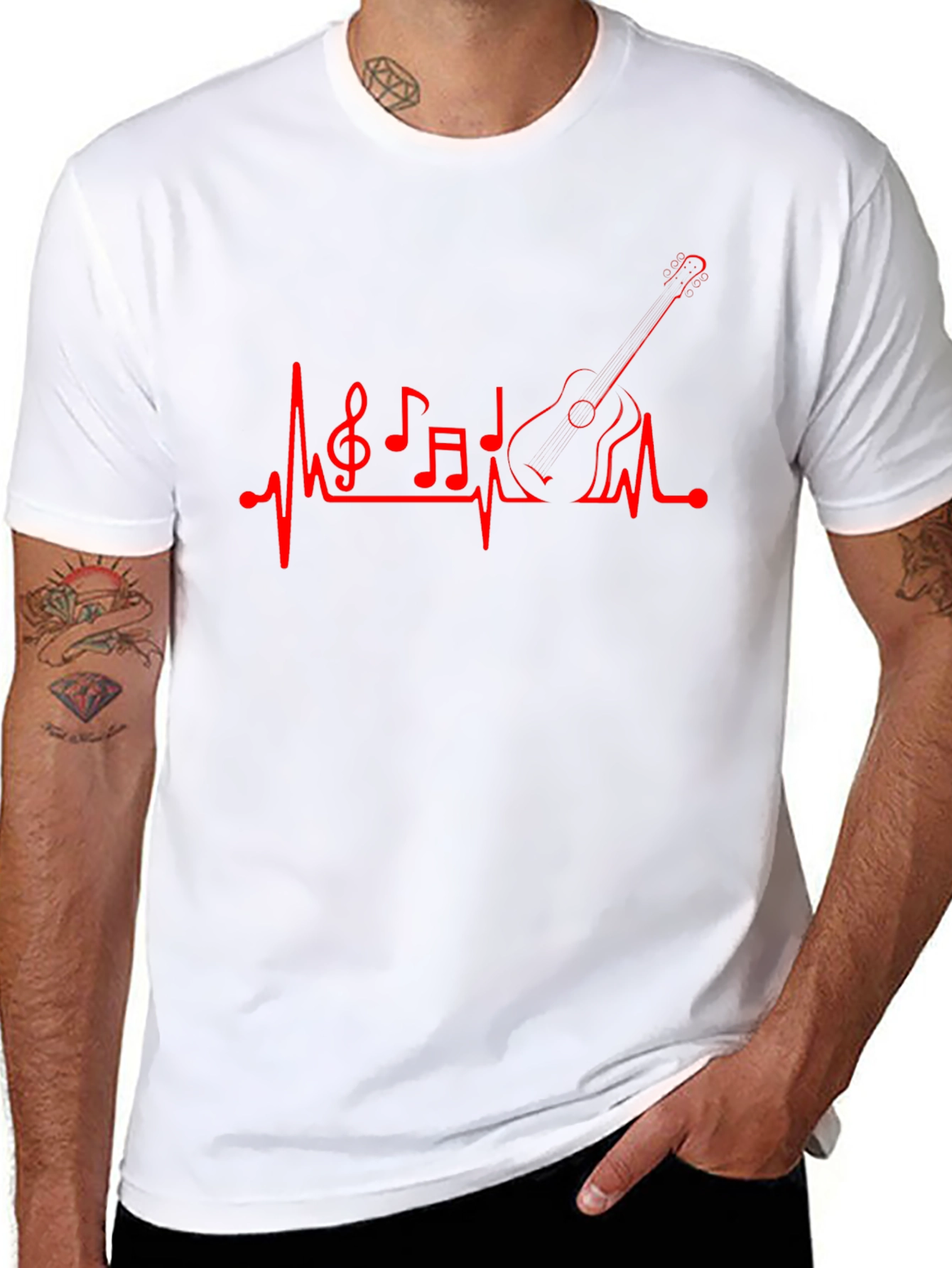 Musical Heartbeat Guitar Graphic T-Shirt