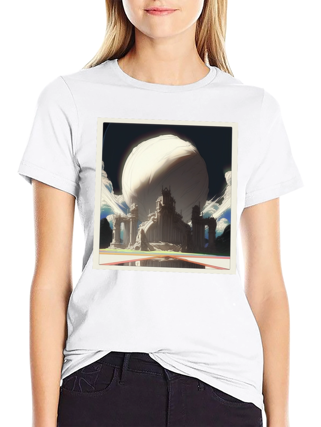 Abstract Sci-Fi Cityscape Graphic Tee