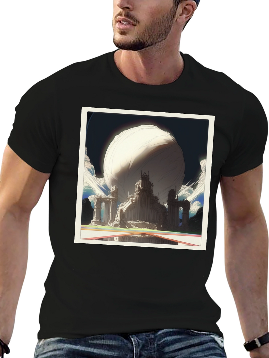 Abstract Sci-Fi Cityscape Graphic Tee