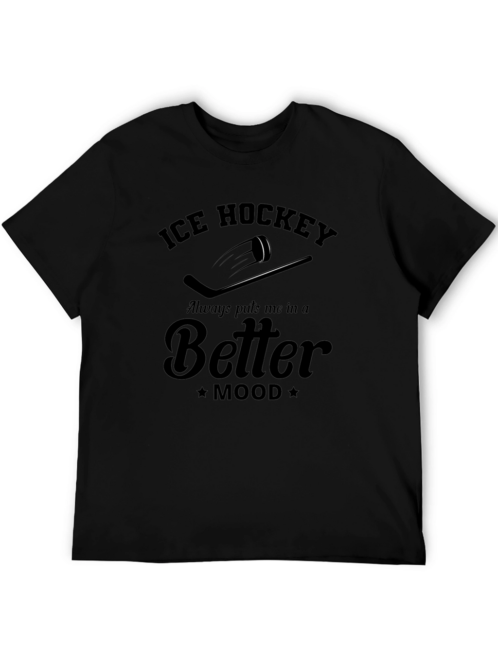 Ice Hockey Better Mood Black Graphic Tee