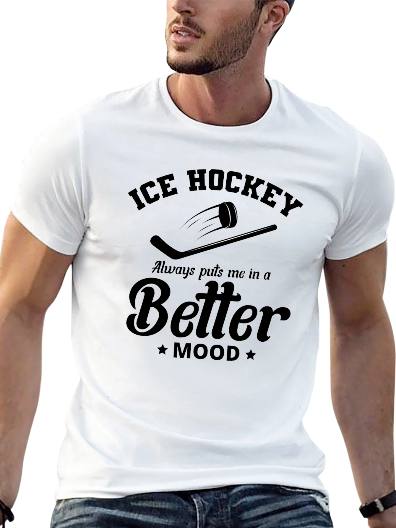 Ice Hockey Better Mood Black Graphic Tee