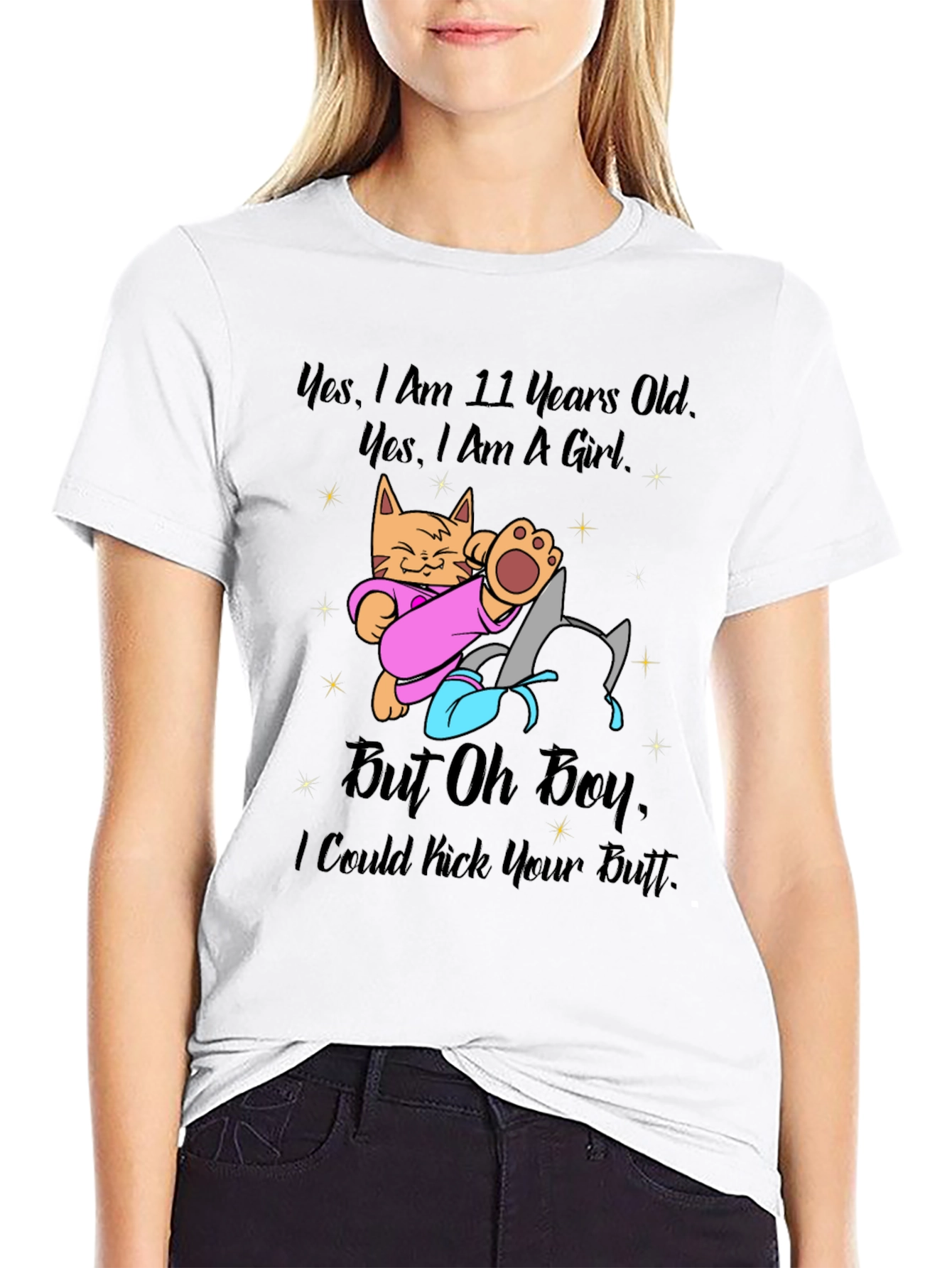 Girl Power Cat T-Shirt - 11 Years Old and Ready!