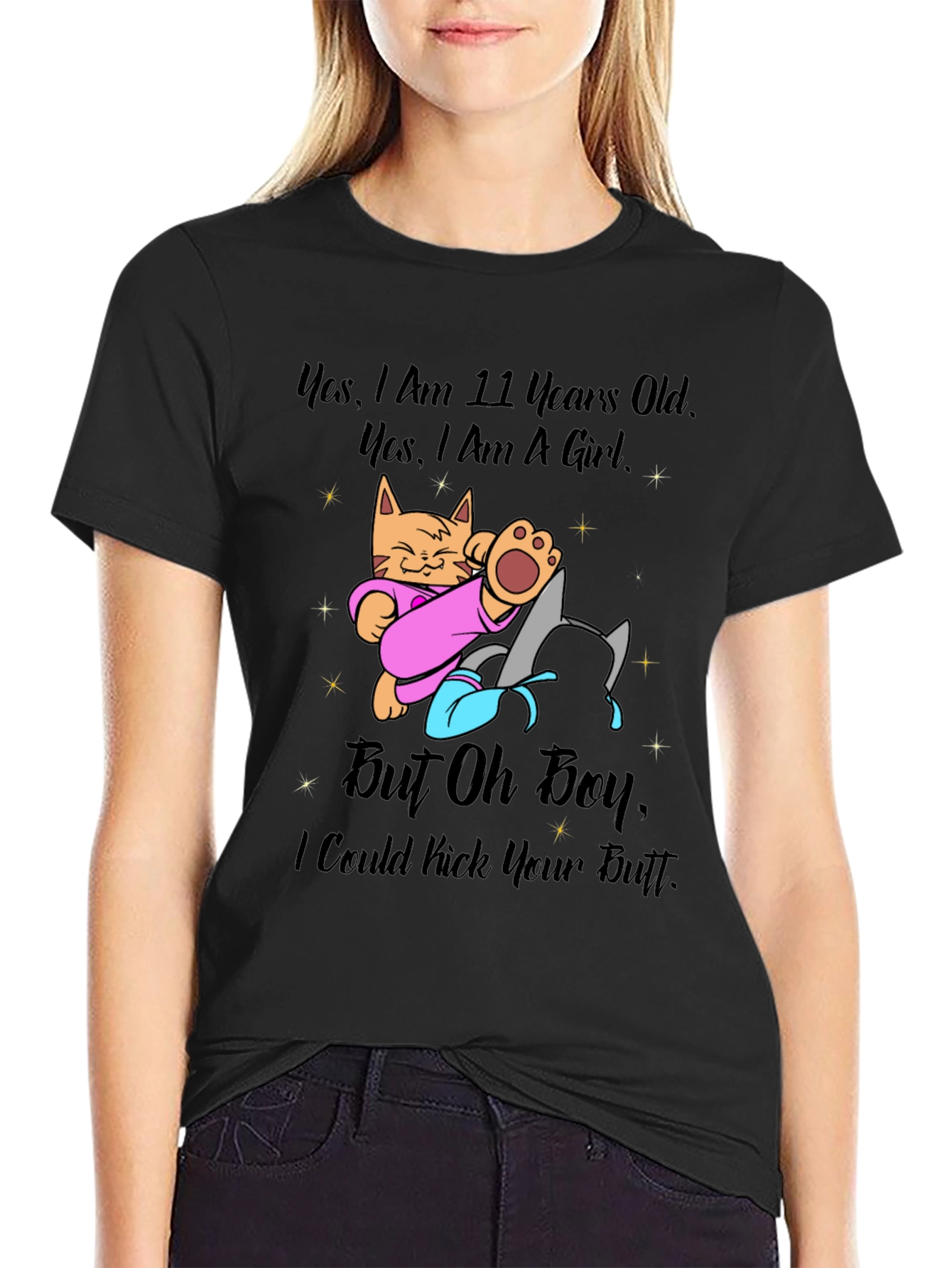 Girl Power Cat T-Shirt - 11 Years Old and Ready!