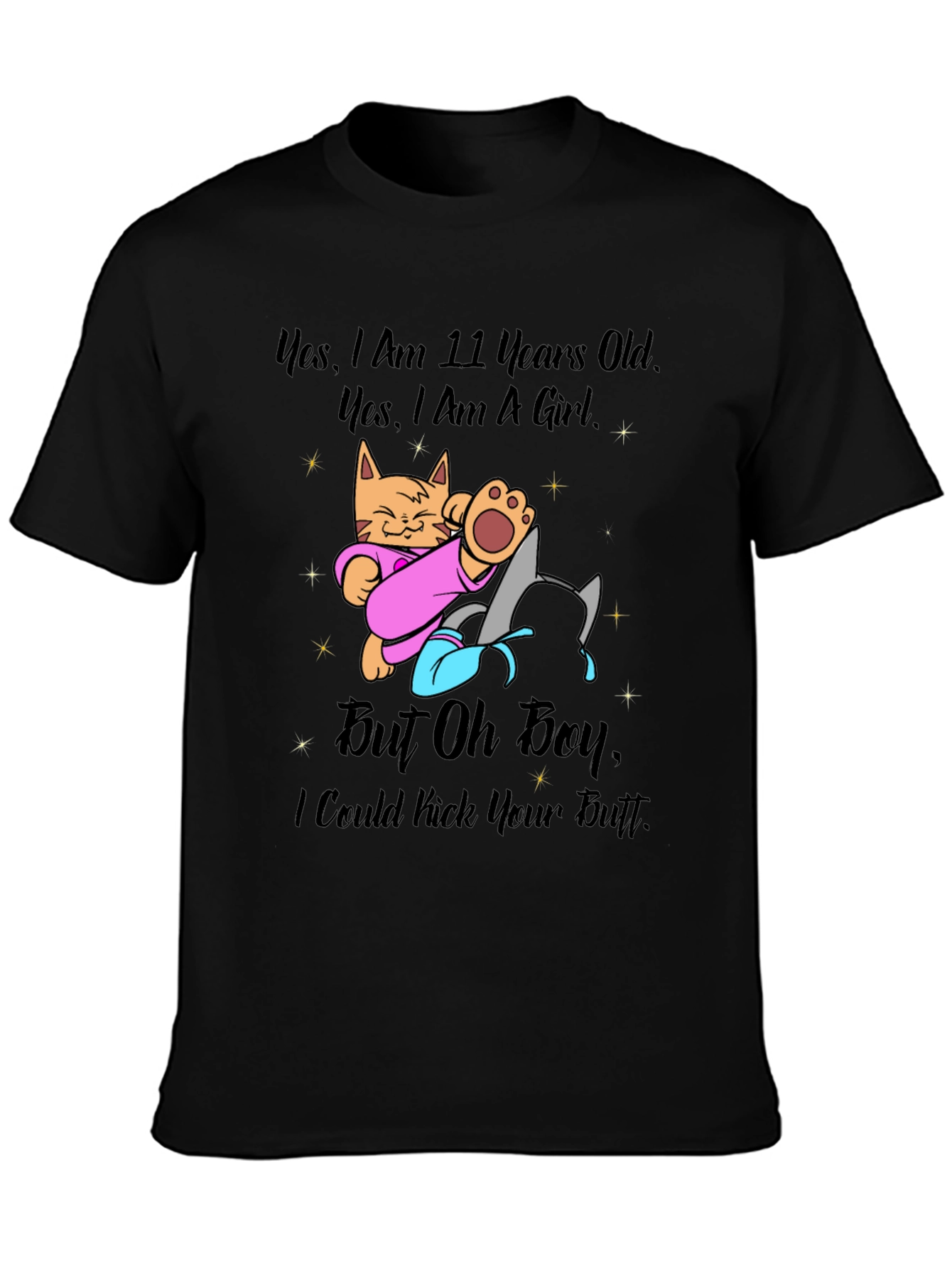 Girl Power Cat T-Shirt - 11 Years Old and Ready!