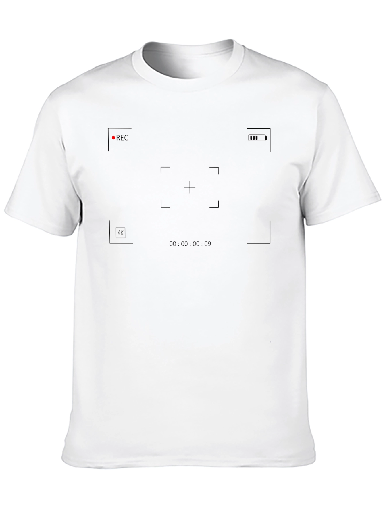 Black 4K Recording Mode Graphic T-Shirt
