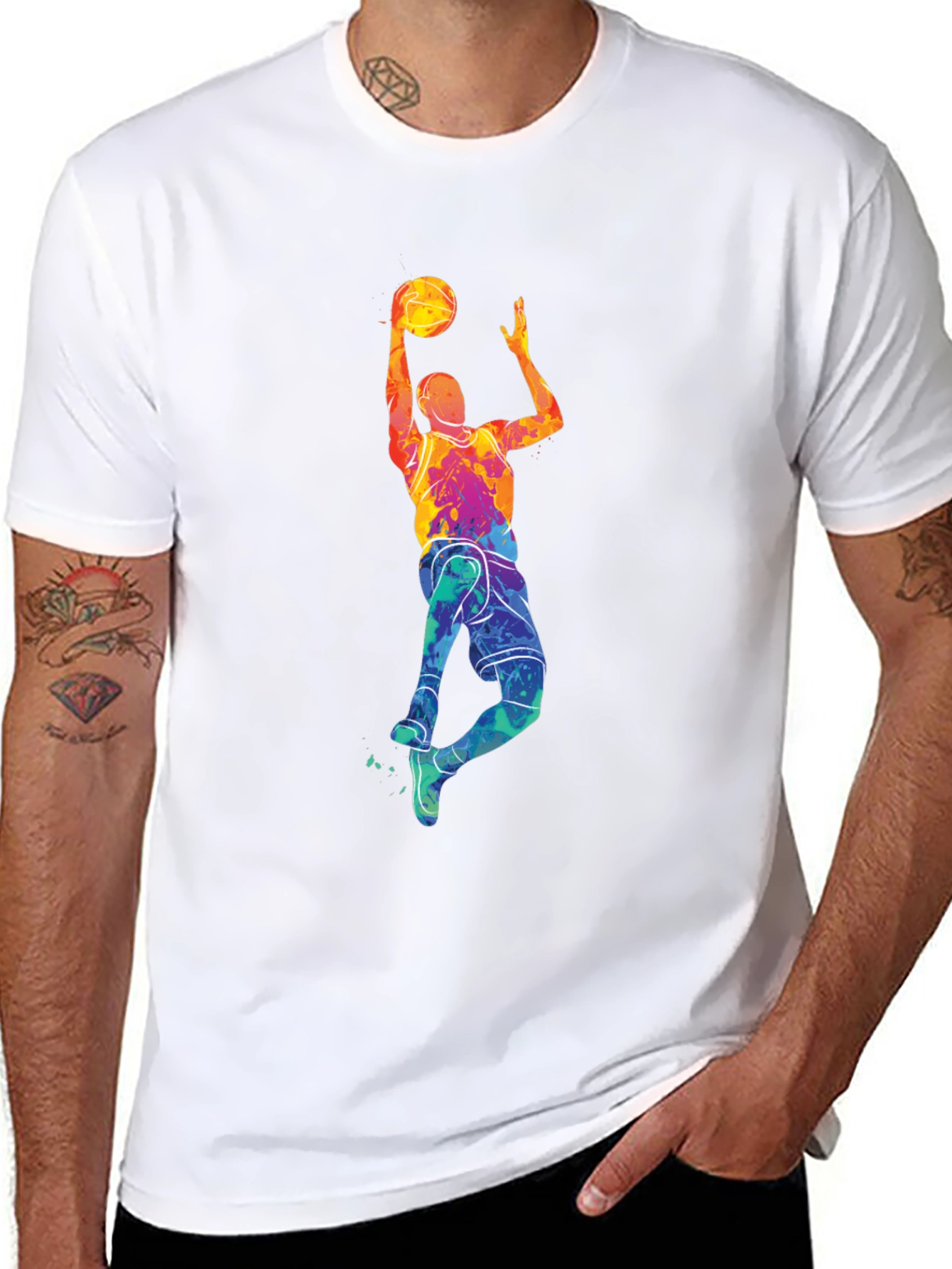 Colorful Basketball Player Graphic T-Shirt