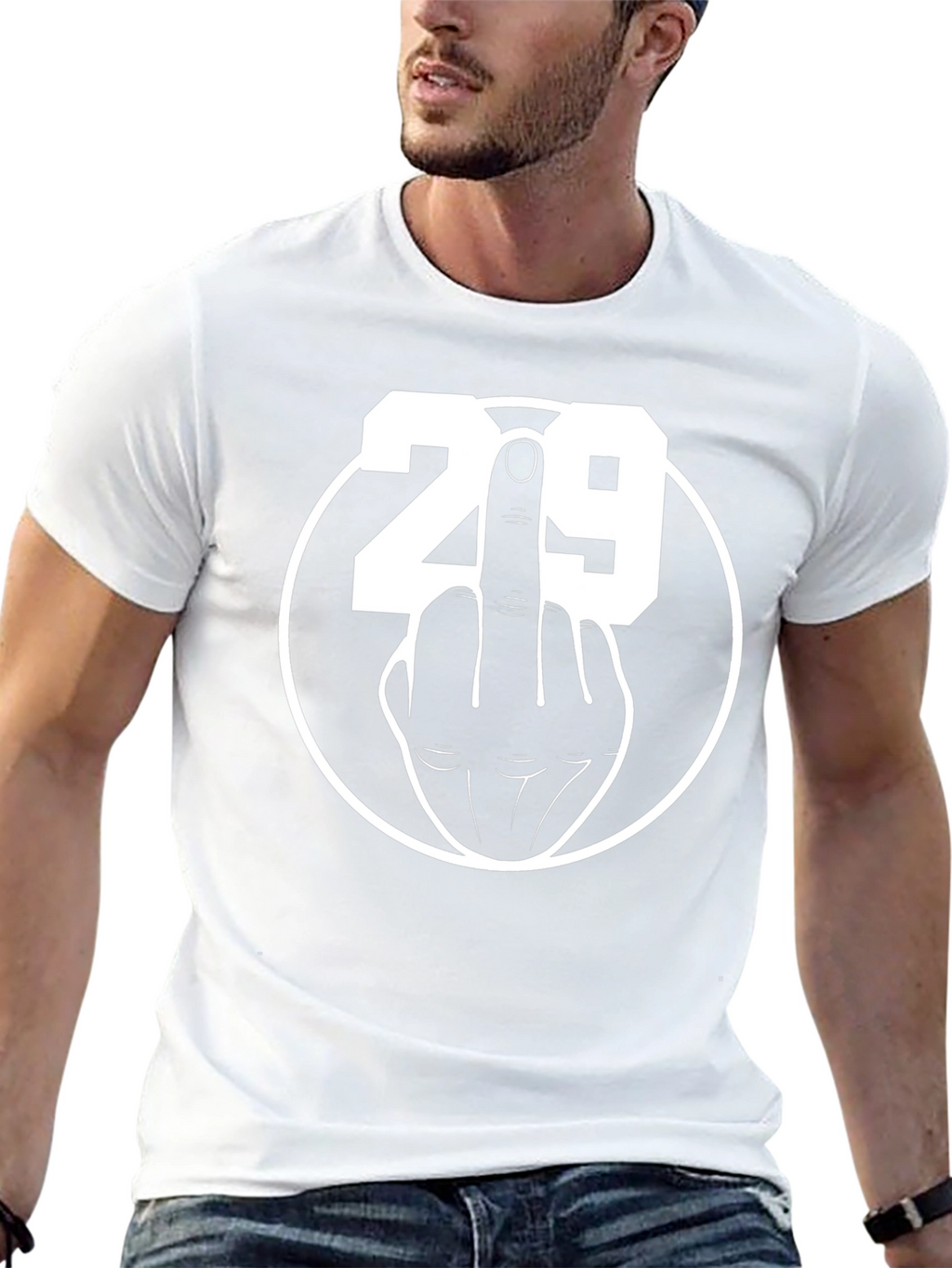 29 Middle Finger T-Shirt - Black Crew Neck