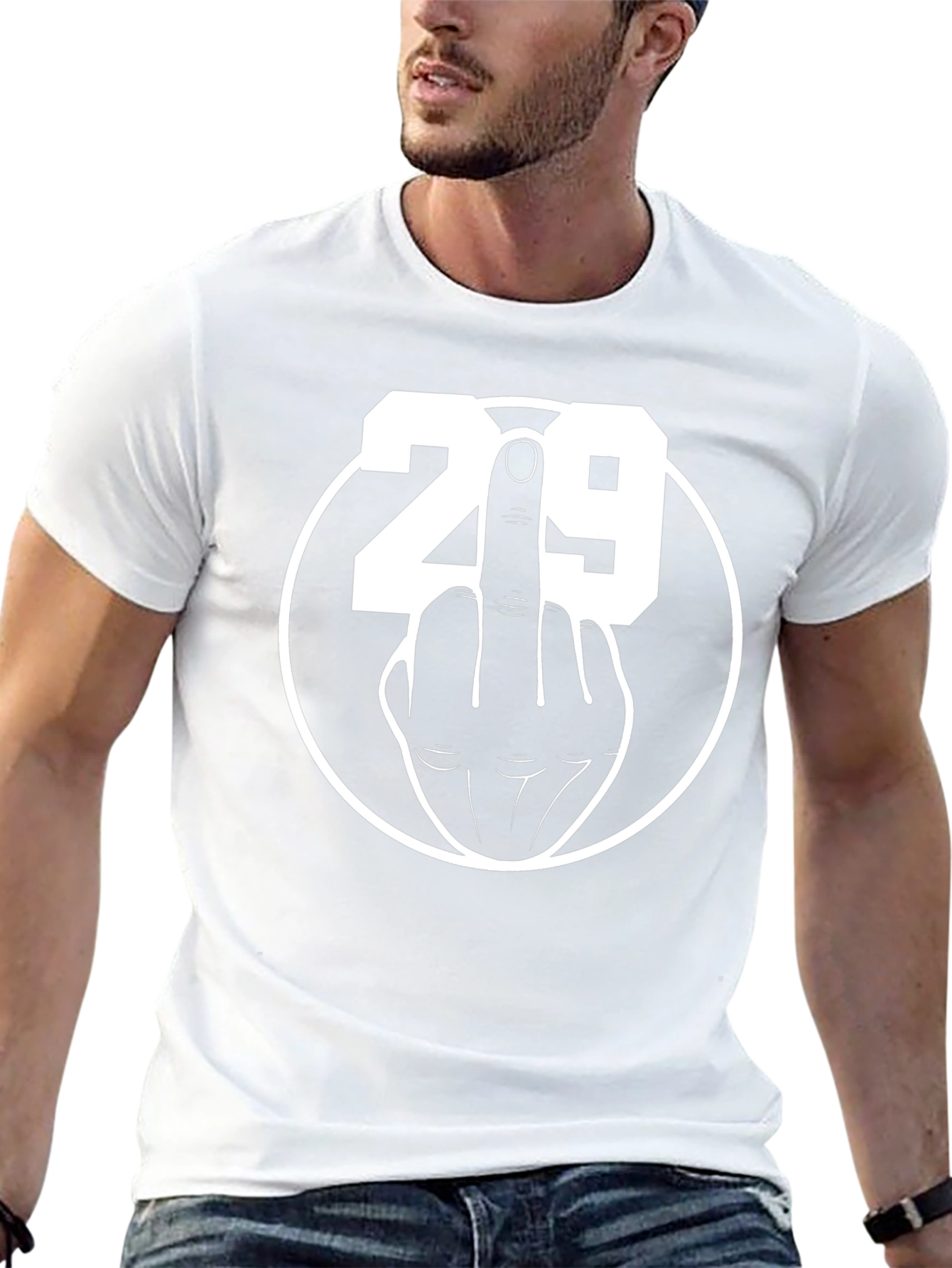 29 Middle Finger T-Shirt - Black Crew Neck