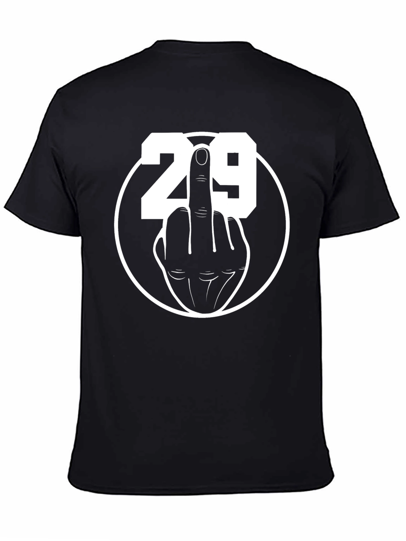 29 Middle Finger T-Shirt - Black Crew Neck