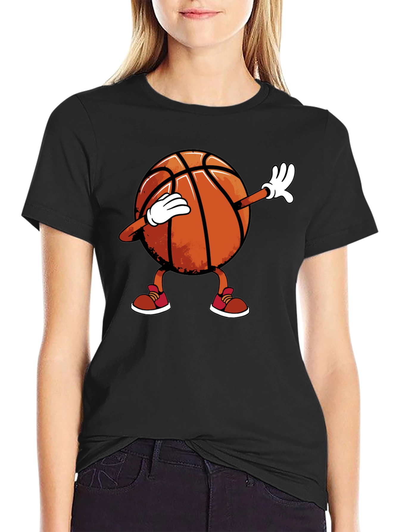 Dabbing Basketball Graphic Tee - Black