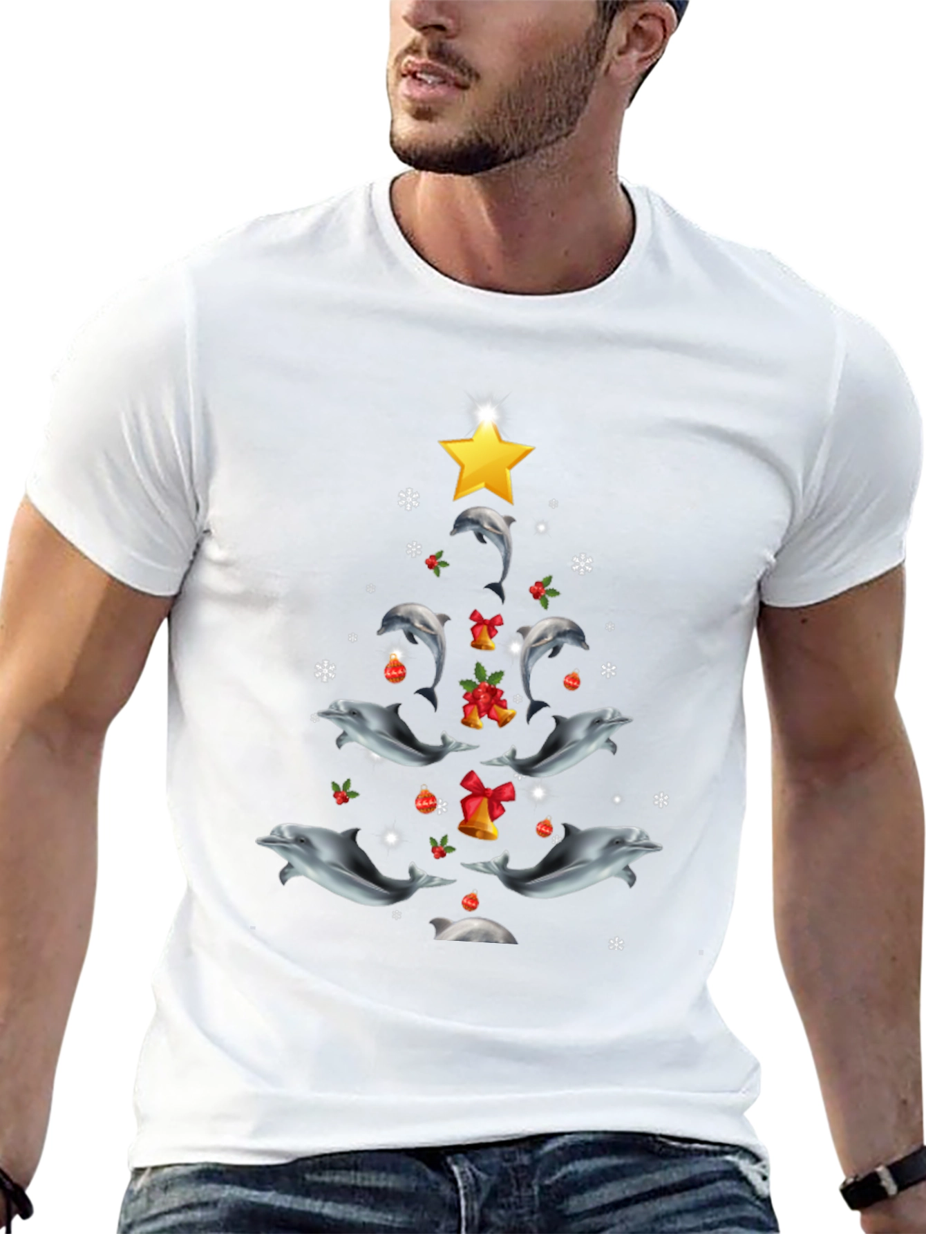 Dolphin Christmas Tree Graphic Tee