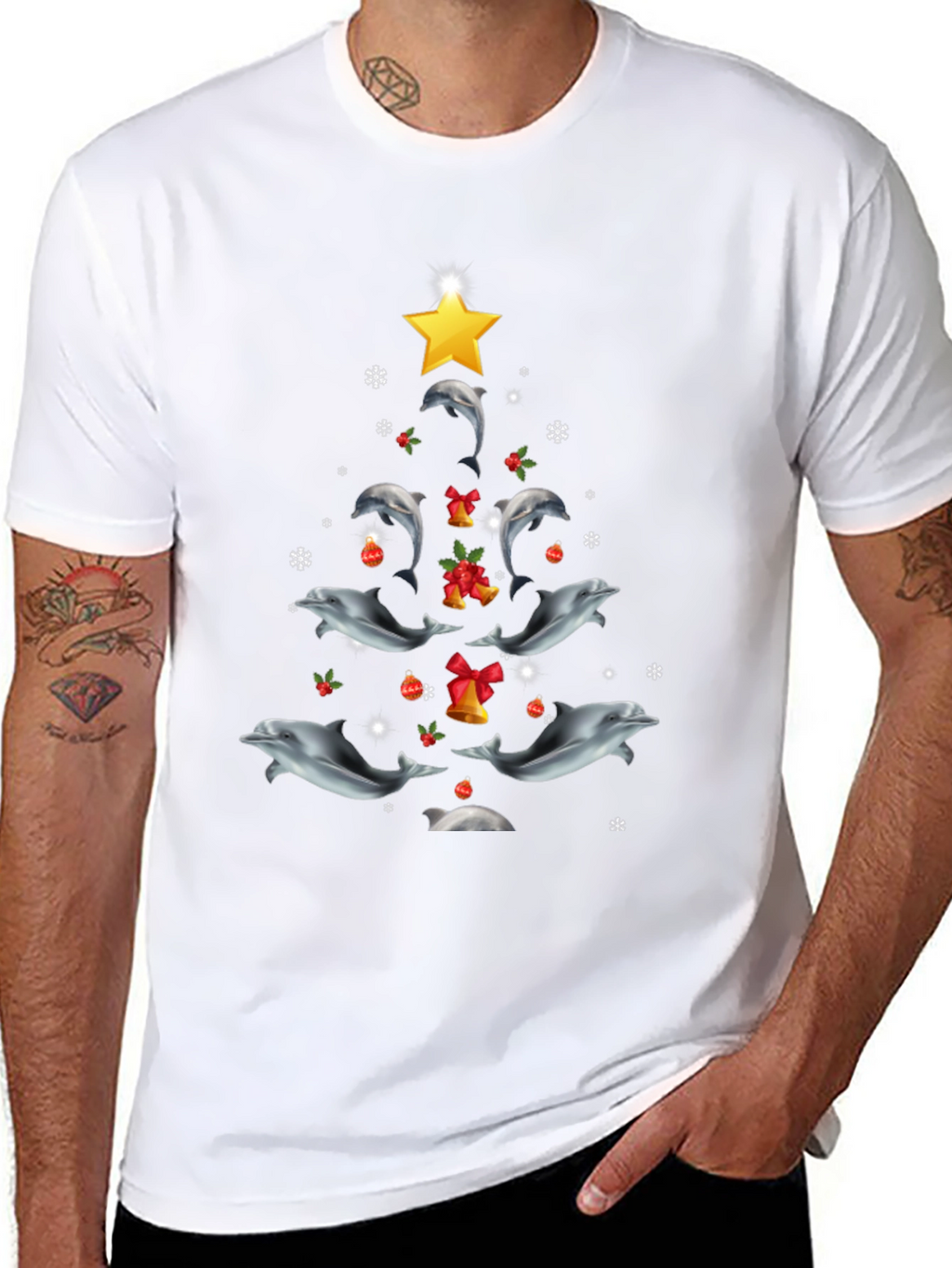 Dolphin Christmas Tree Graphic Tee