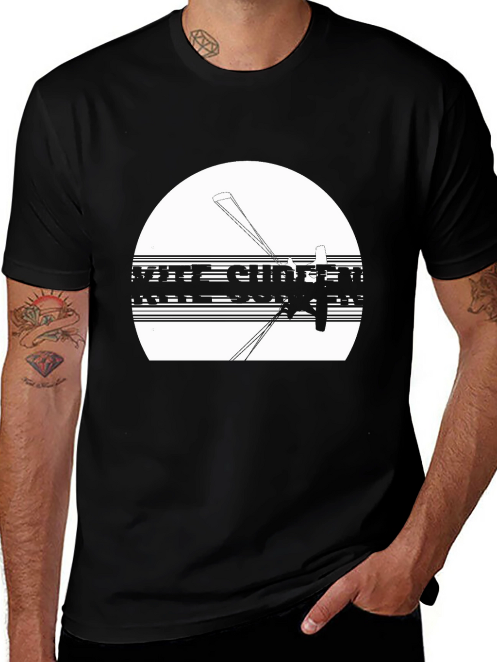 Kite Surfing Black T-Shirt for Men