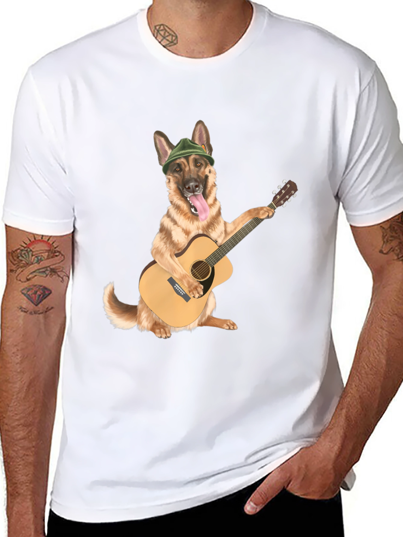 Dog Playing Guitar Graphic Tee