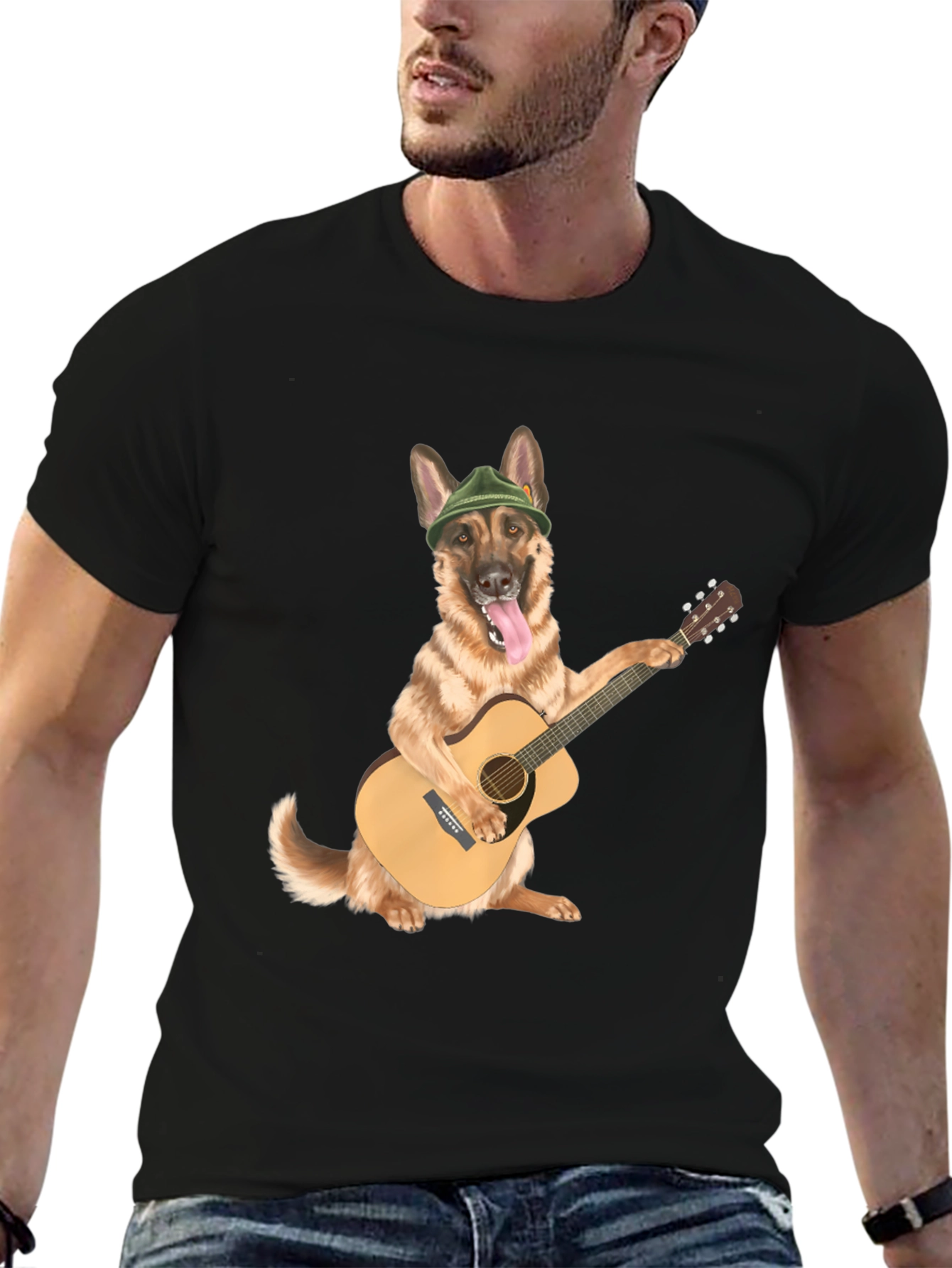 Dog Playing Guitar Graphic Tee