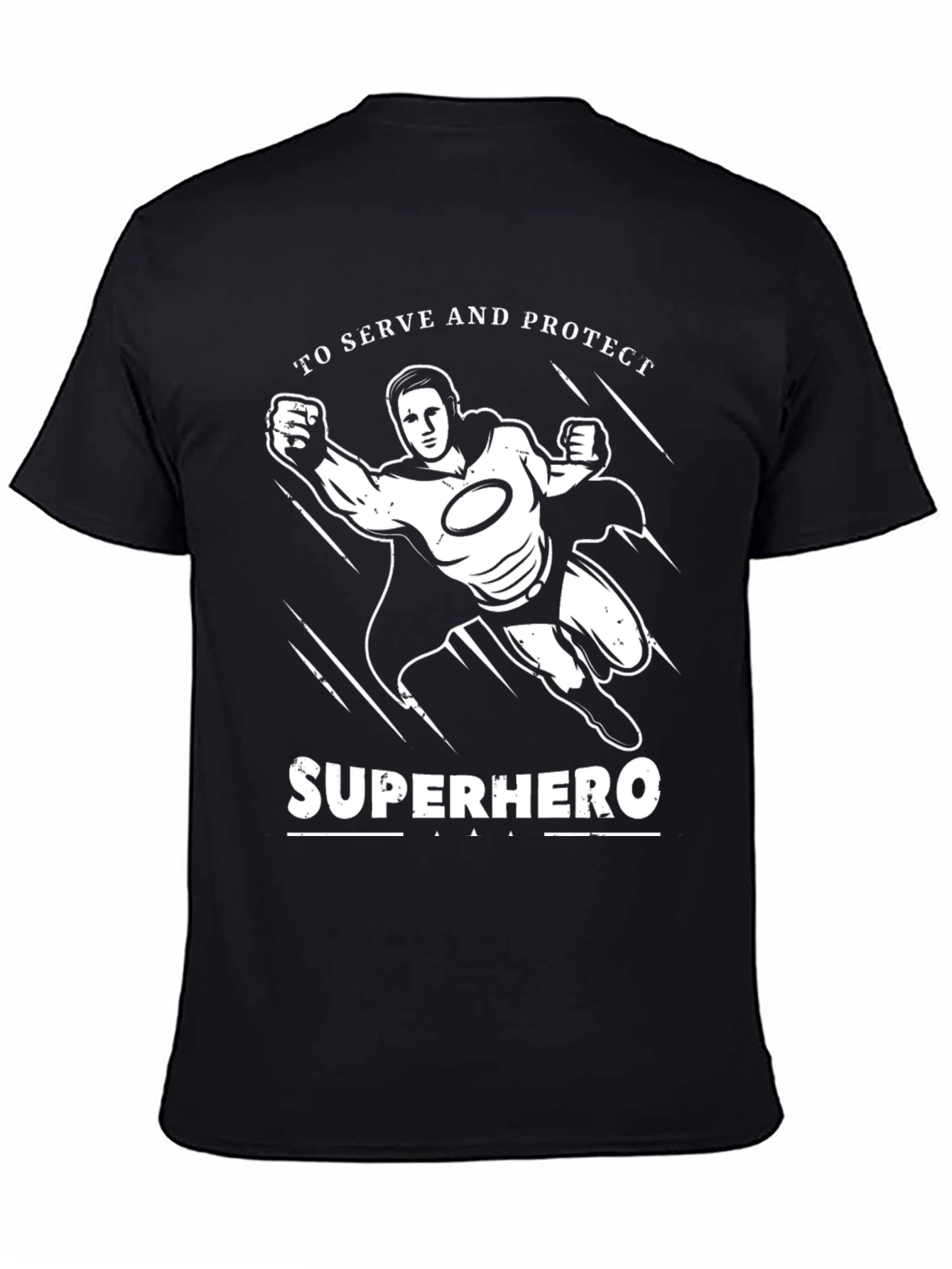 Superhero To Serve and Protect Black Graphic T-Shirt