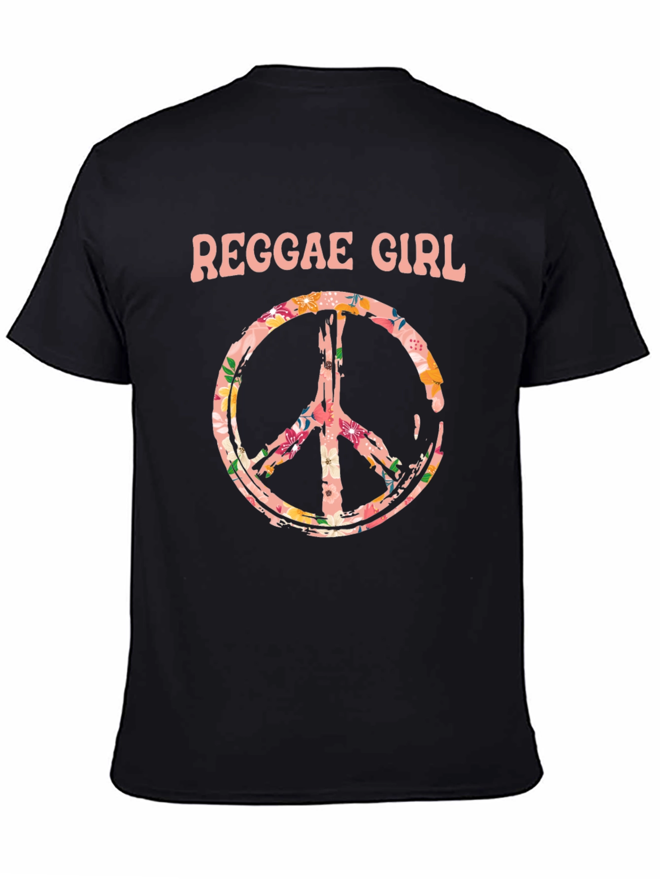 Reggae Girl Peace Sign Graphic Tee - Black