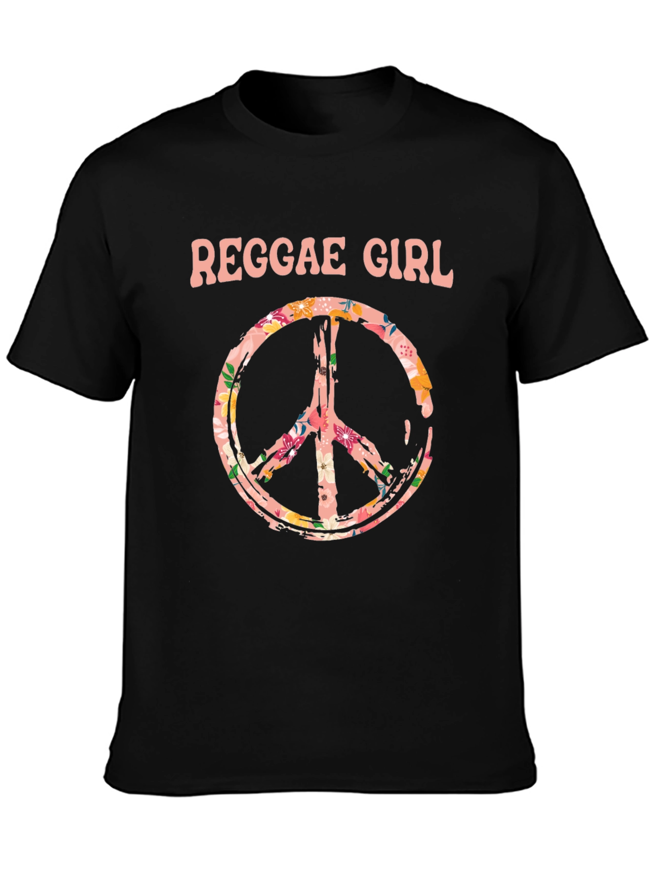 Reggae Girl Peace Sign Graphic Tee - Black